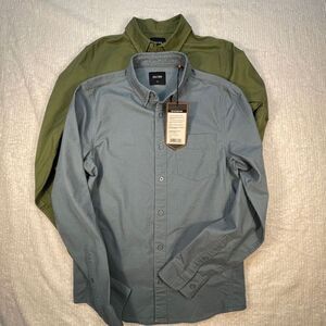 Du/er Blue Green Performance Stretch Button Down Shirt Set of 2 Size Small NWT